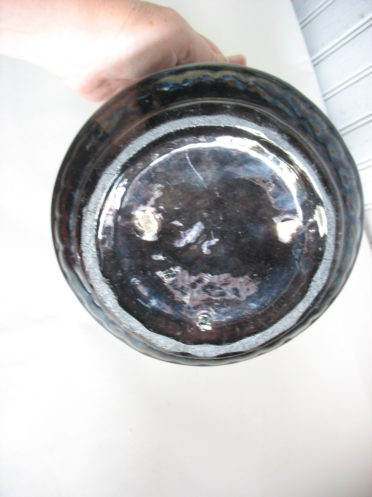 Vtg Roseville pottery vase Spittoon 1890s -1920 Majolica glaze 5″ Garland GREEN