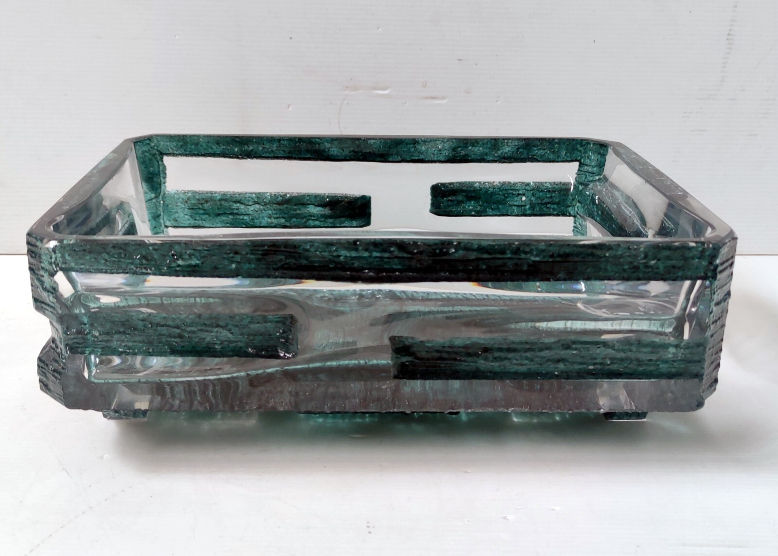 Large Green Crystal Bowl Signed Daum France Model Argos Cesar Baldaccini 1970