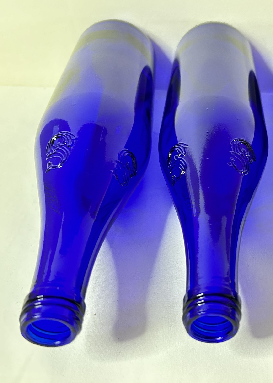 Glass Bottles, Cobalt Blue, Empty, Lot of 2, Saratoga, Good