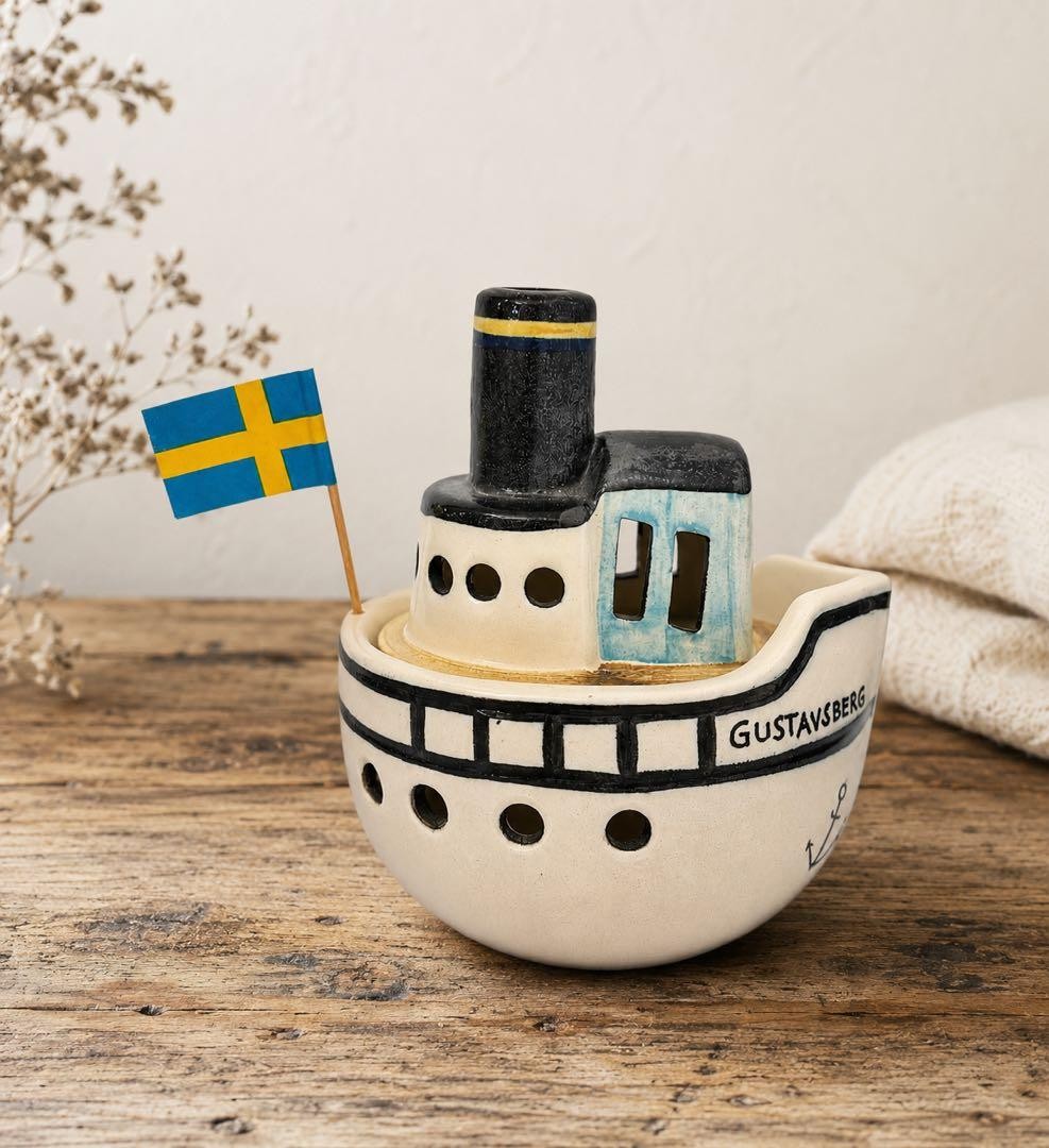 Lisa Larson Gustavsberg Boat Ceramic Decor Timepiece Collectible Vintage
