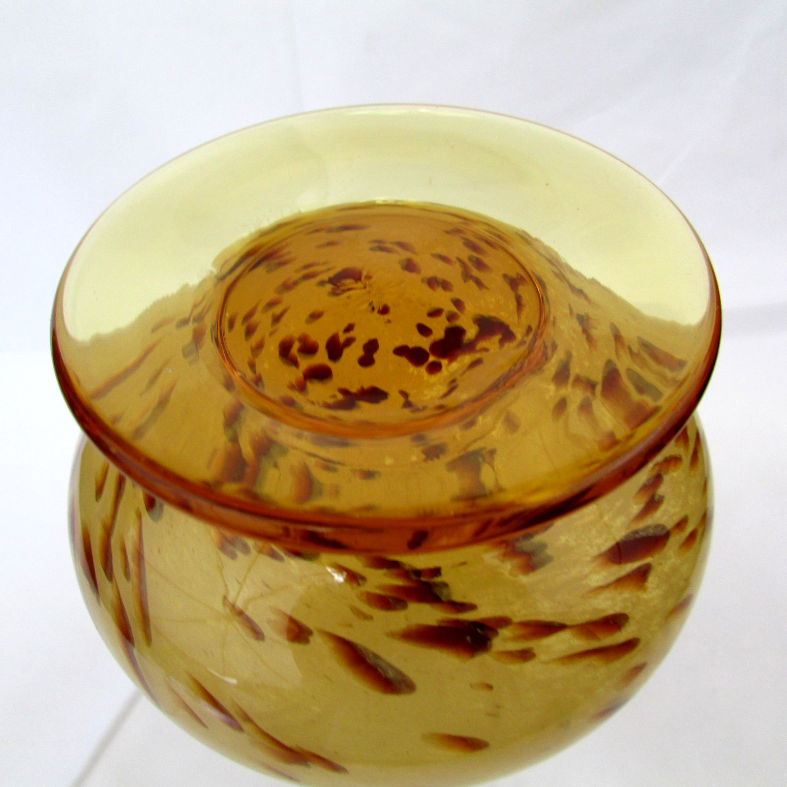 Vintage White Crystal Made in Italy Yellow Swirl Vase 8 Inches Tall