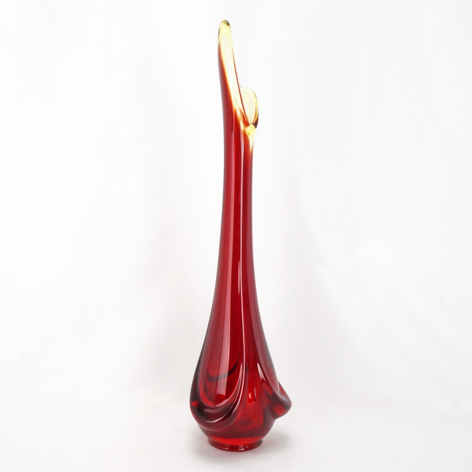 Vintage Amberina 15 in Swung Art Glass Vase