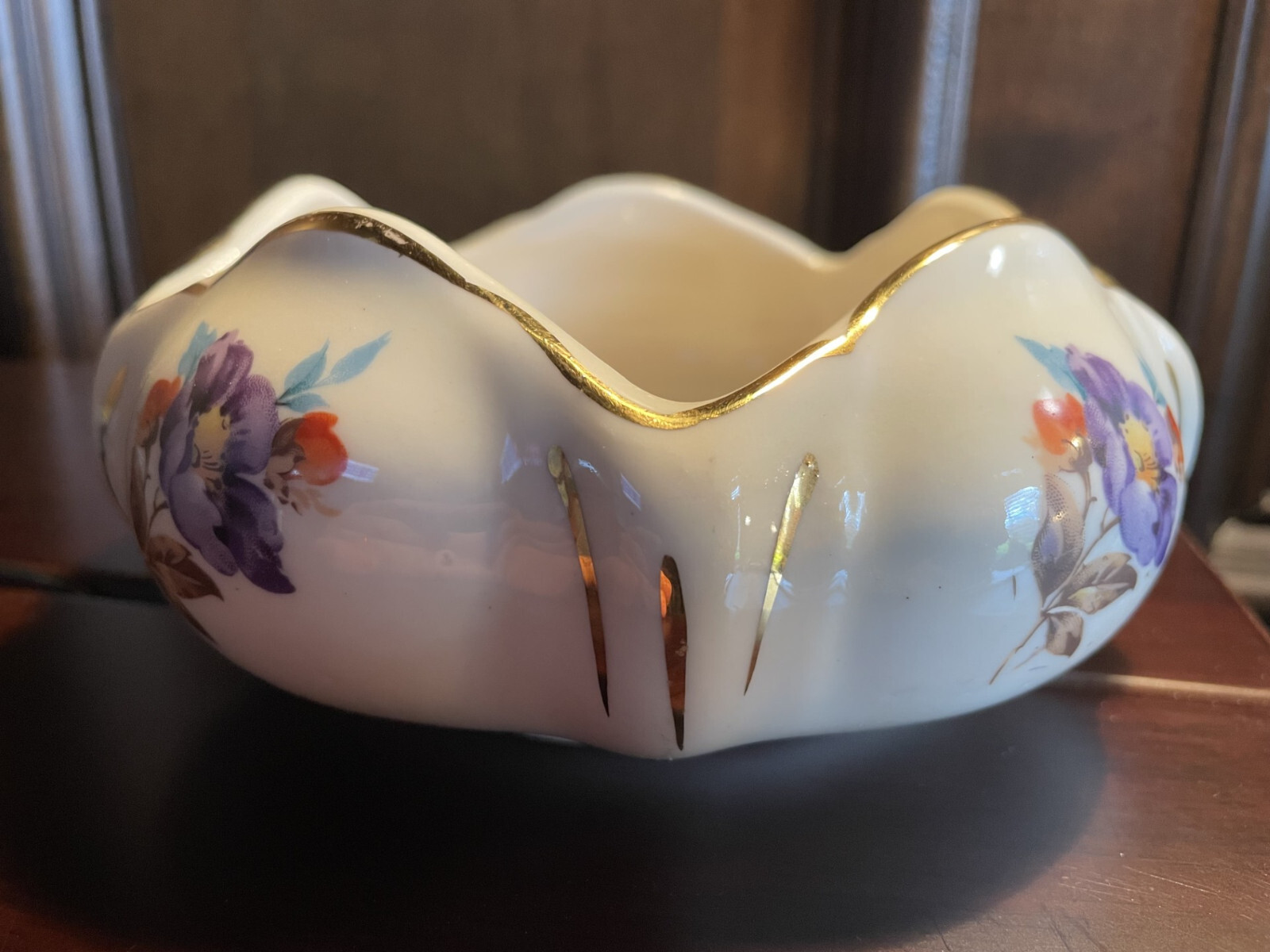 Mid-20th century porcelain/ceramic floral ornamental basket