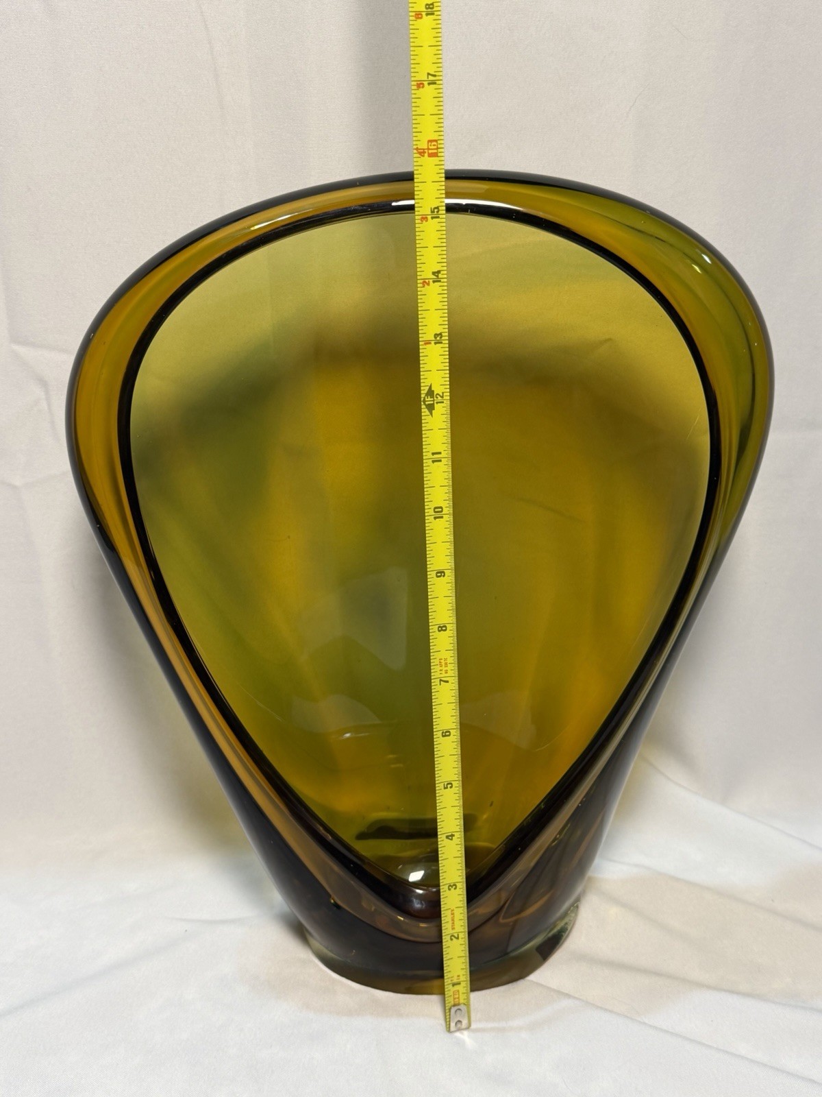 Large Murano Style Art Glass Freeform Sculptural Sommerso Vase 15.75” Appraised