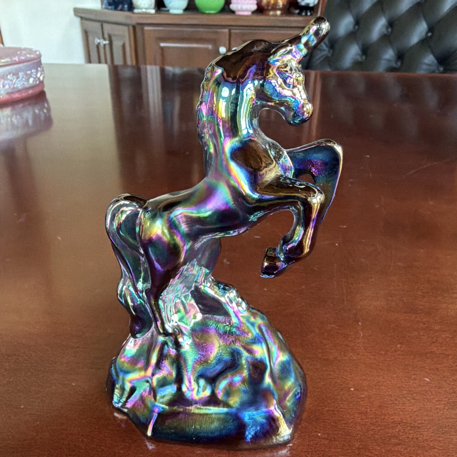 Brilliant Fenton Black-Ebony Iridescent Carnival Unicorn Limited 1-Year Run Sign