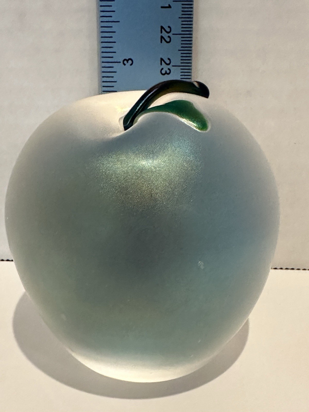 Zellique Studios Iridescent Glass Apple Paperweight 2002 Signed