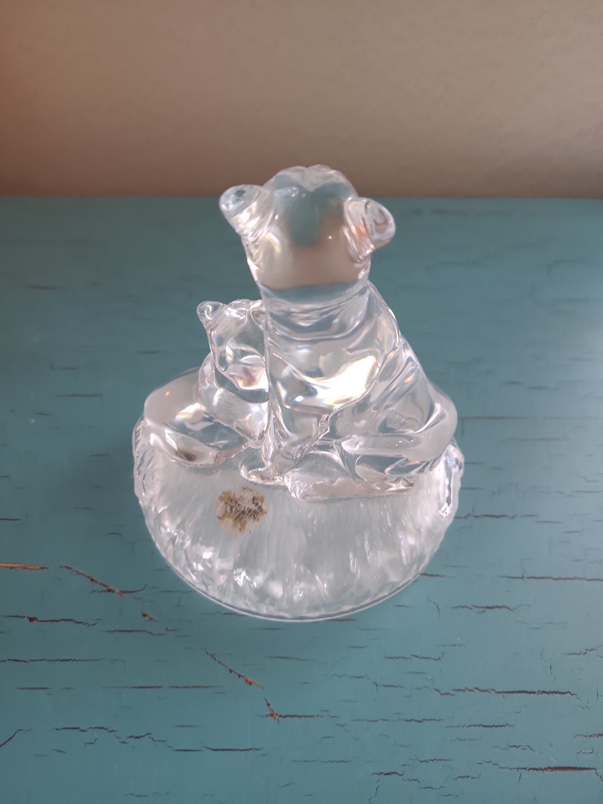 Vintage Royal Crystal Rock Lioness & Cub Figurine 24% Lead Crystal Italy