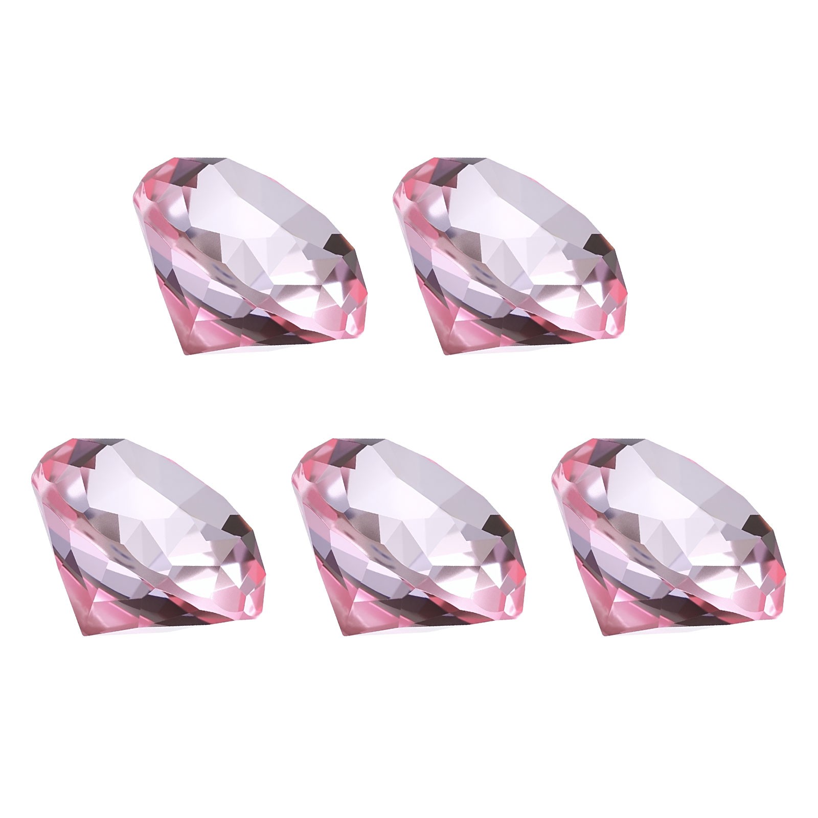 5 Pcs 40mm / 1.57 Inch Diamond Crystal Paperweight, Pink