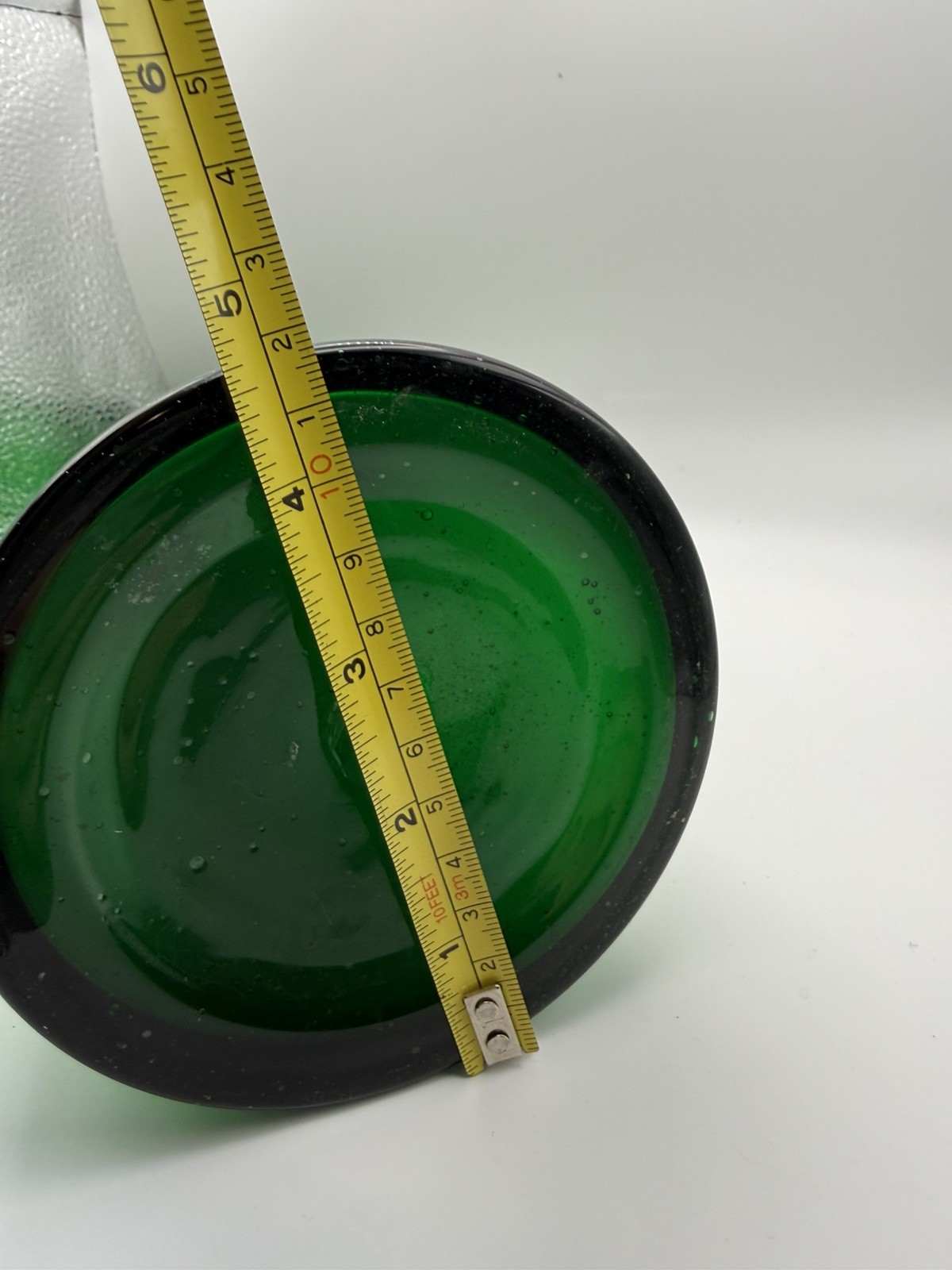 Green Hand Blown Art Glass Cone Vase MCM Minimalist Table Home Decor Centerpiece