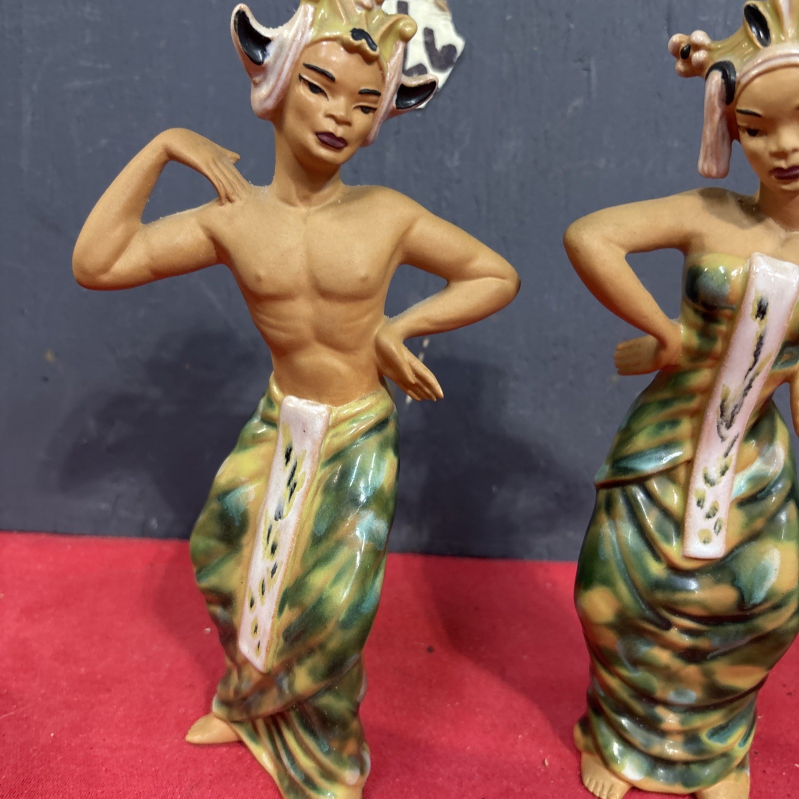N-Vintage Pair CERAMIC ARTS STUDIO Figurines 9.75″ Indonesian Balinese Dancers
