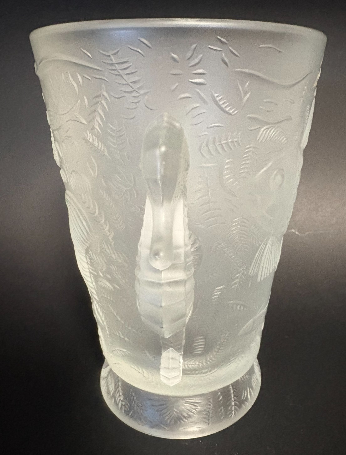 Vintage Art Deco Barolac Frost Glass Vase Josef Inwald 1930 Koi Seahorse Handles