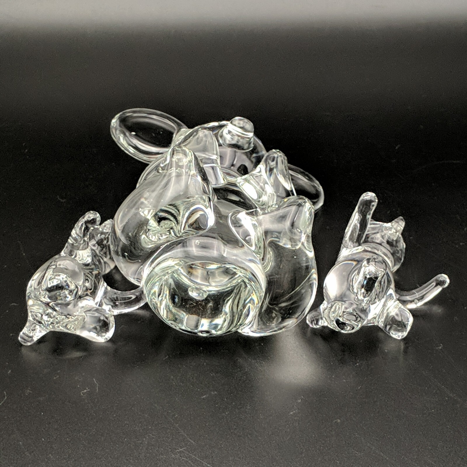 Clear Art Glass Koala Bears Mother & 2 Babies Children Figurines Set of 3