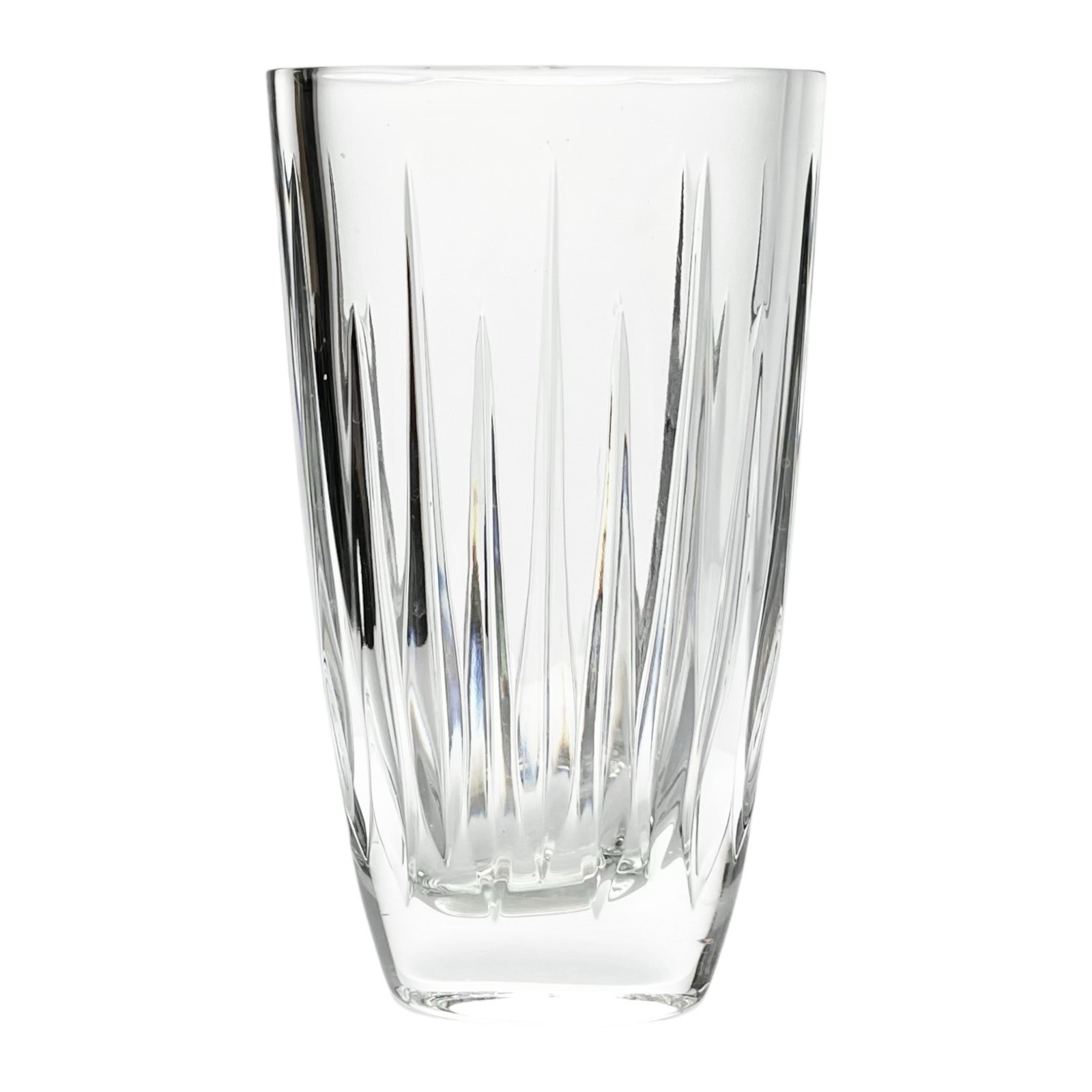 2000s Rogaska “Soho” Crystal Vertically Cut Heavy Table Vase 8” Signed
