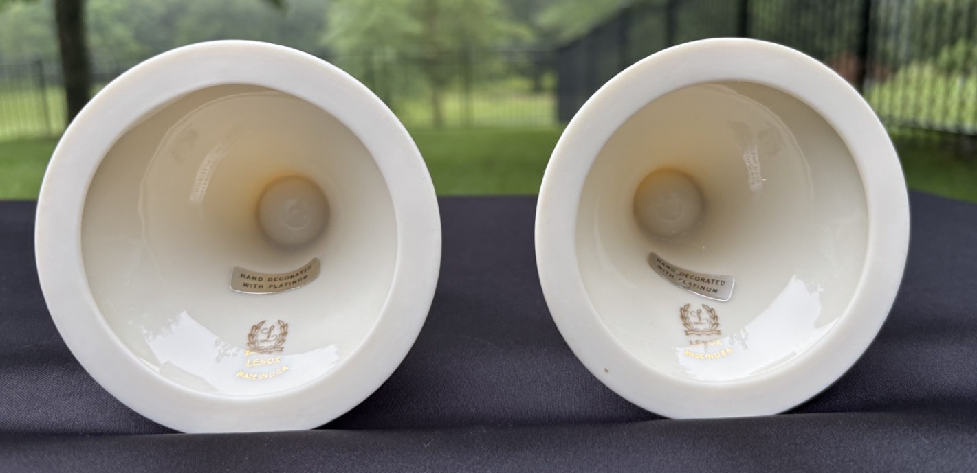 Set of 2 LENOX Solitaire Platinum Trim Single Candlestick Holders Excel. Cond.