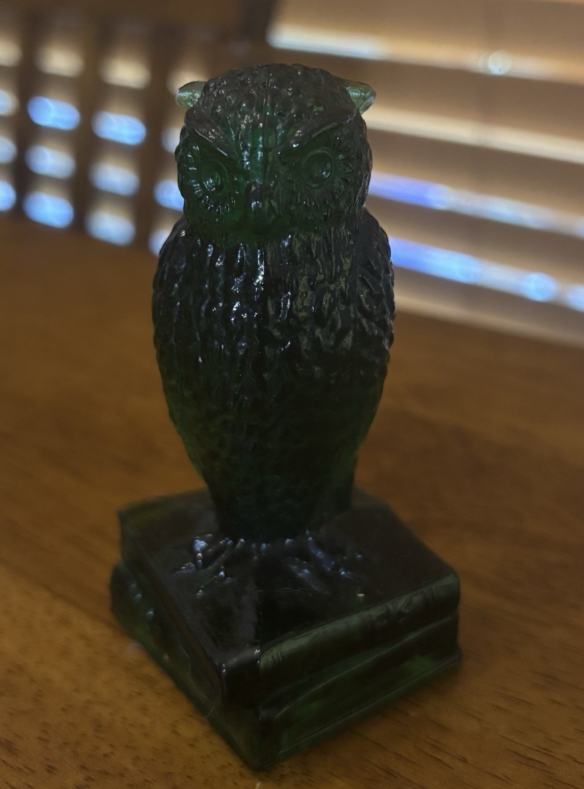 Degenhart Glass Green Wise Ole Owl on Books