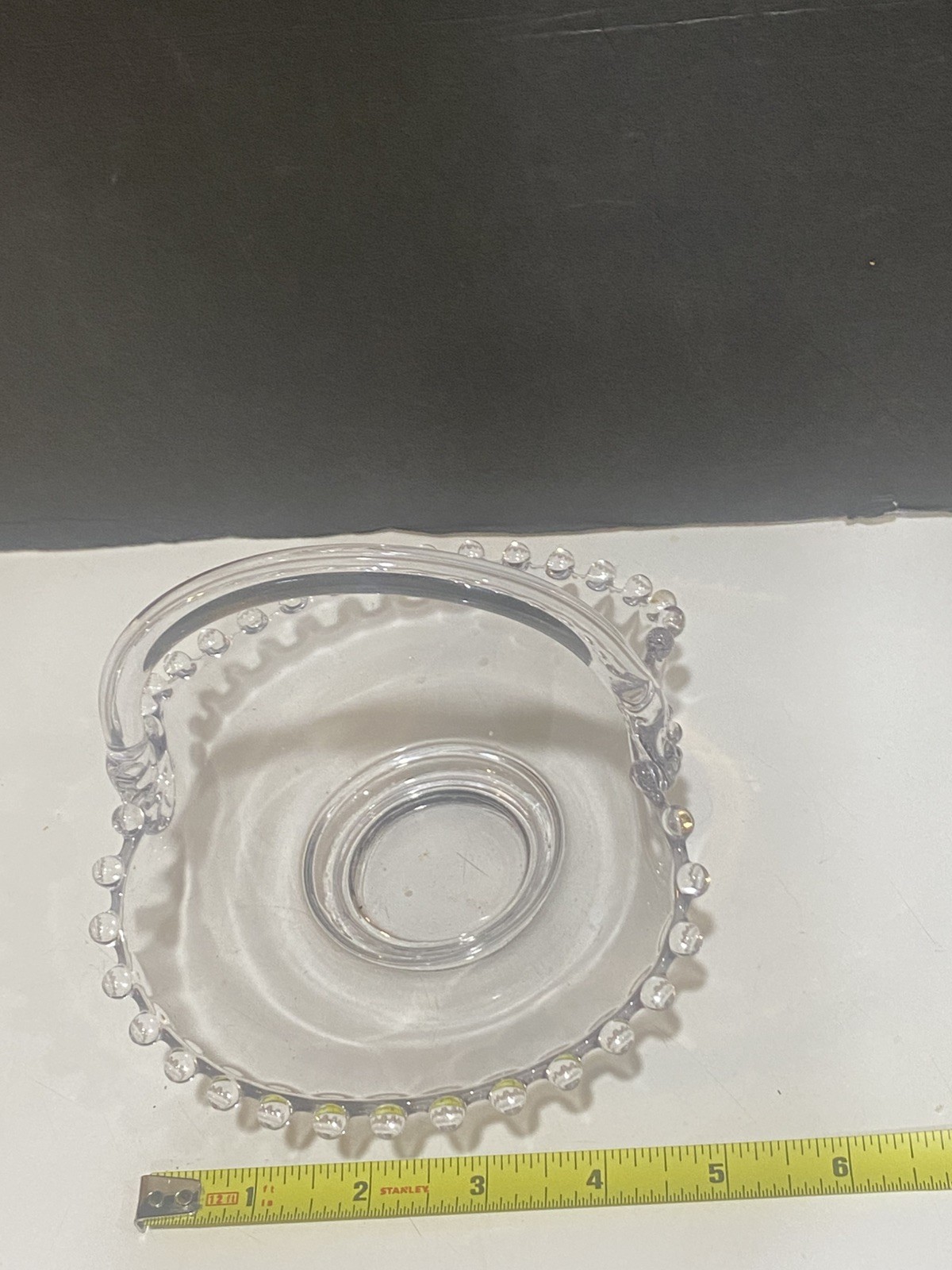 Vintage Candlewick Glass Candy Bowl Nut Bowl Basket. 6 1/2 X 5 1/2