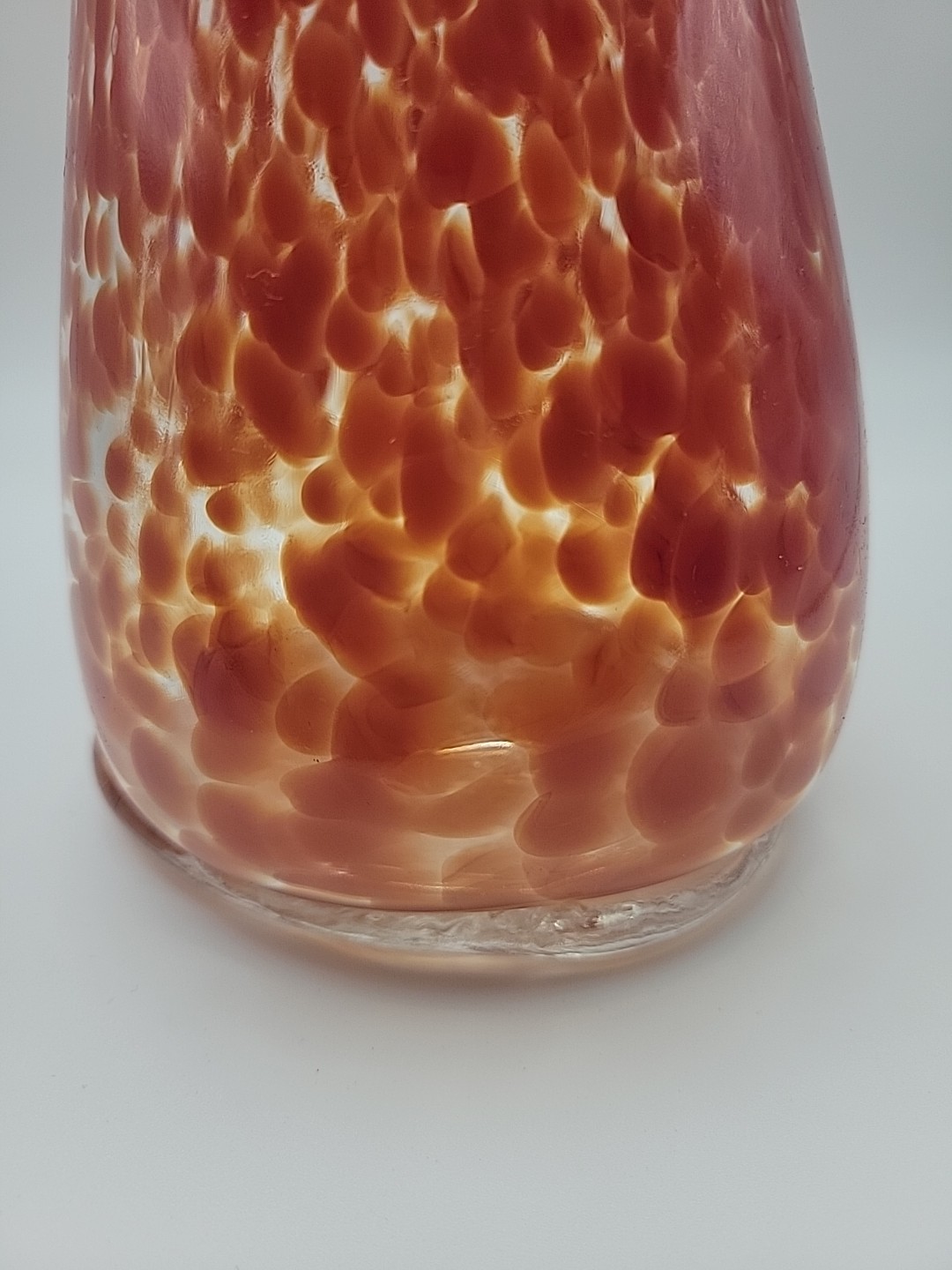 Hand Blowed Glass Vase Dark Orange/Red Splatters No Chips/Cracks See Photos