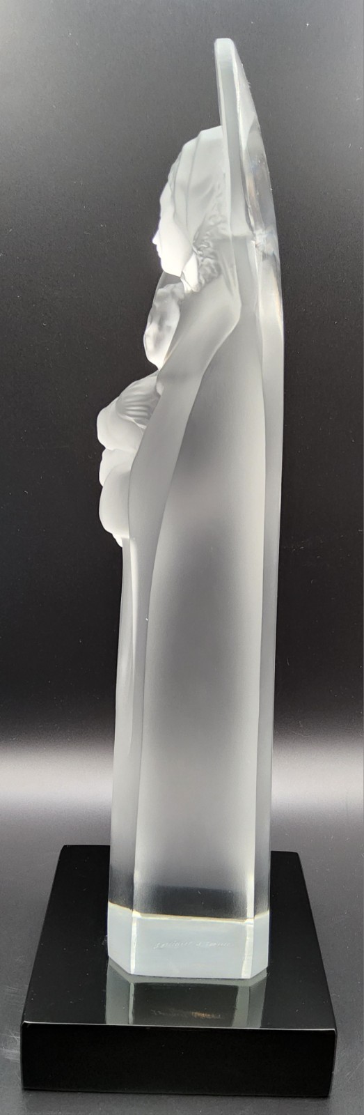 Lalique France Frosted Crystal Madonna and Child 14.5″ Signed Sculpture Statue