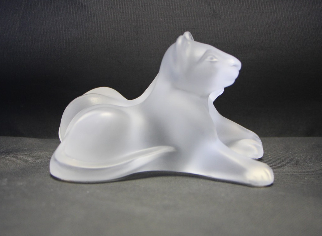 LALIQUE FRANCE Crystal TAMBWEE LION CUBS Sculpture Figurine