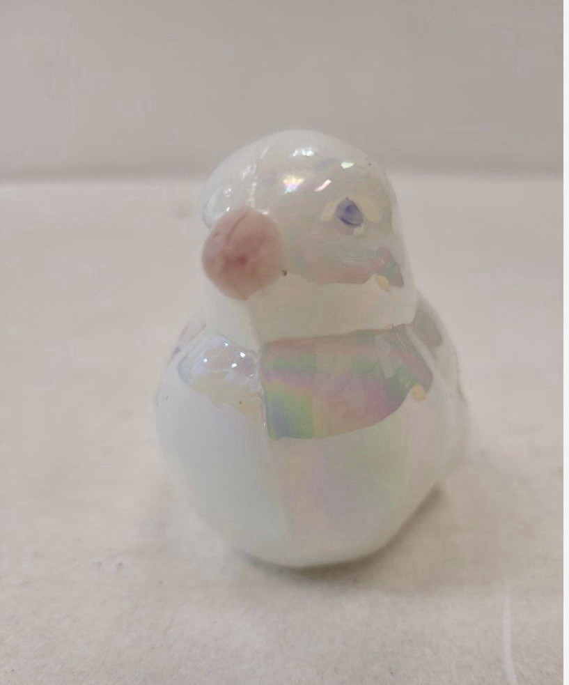 Original Vintage Fenton Art Glass White Bird- Hand Painted- Signed ~ 2 7/8″ Tall