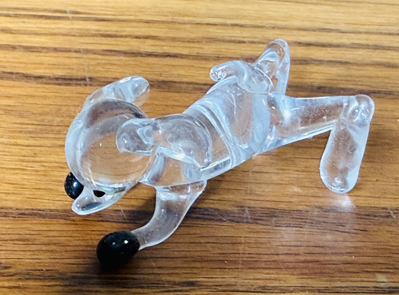 VTG LOT 2 GLASS DOG FIGURES Blue Clear Pink Figurine Art Decor Flemington NJ