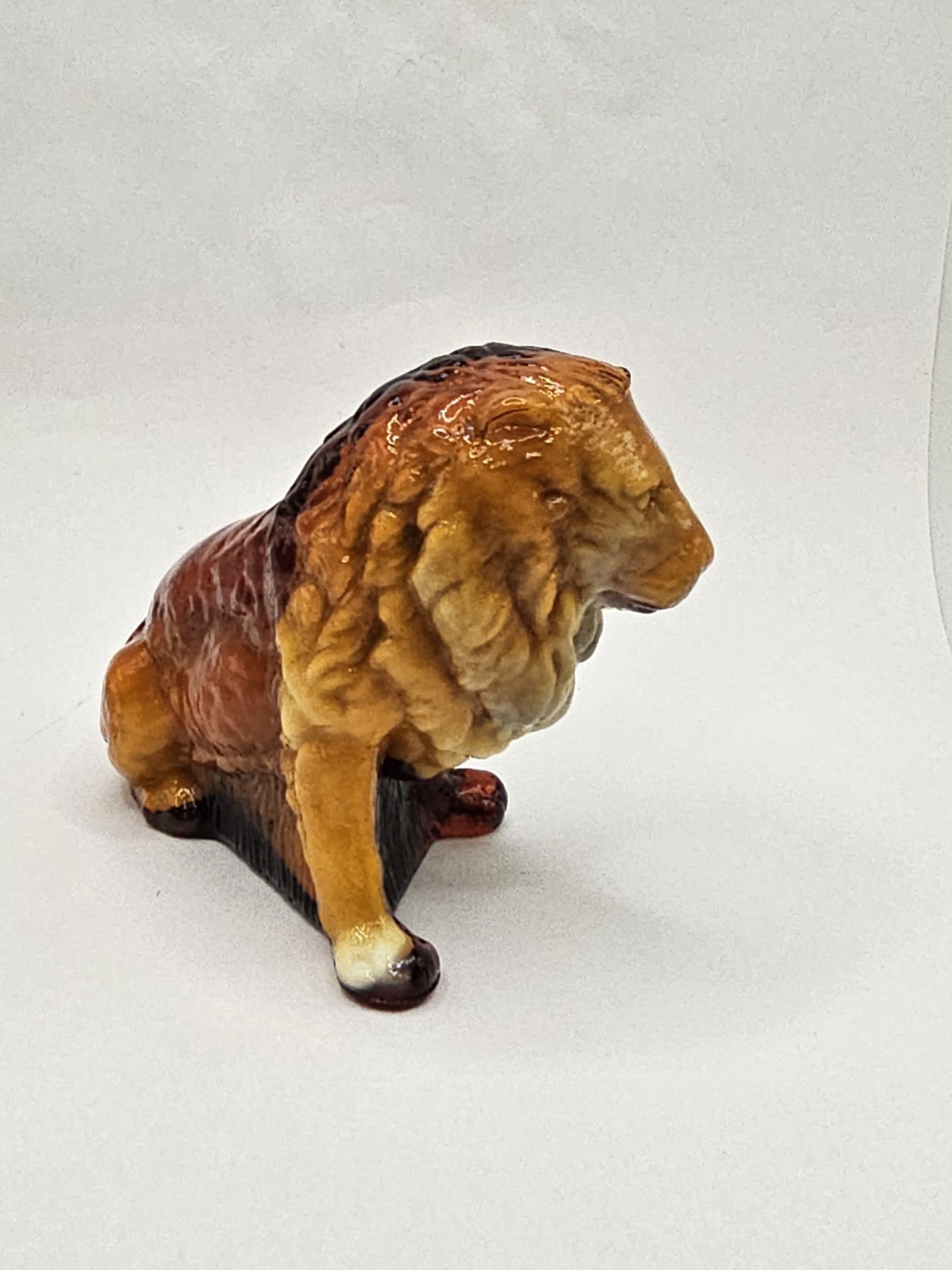 VINTAGE MOSSER GLASS LION SWIRL SLAG GLASS AMBER CARAMEL COLOR FIGURINE PAPERWEI