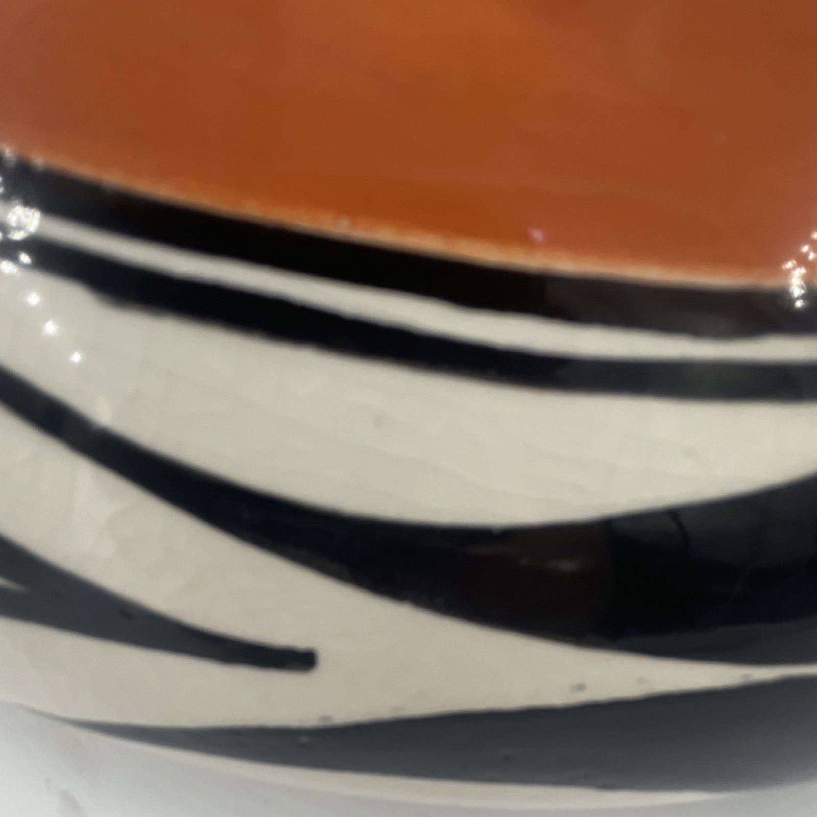 Handmade Pottery Bowl Vintage Good Size Geometric Designs 10 Inches