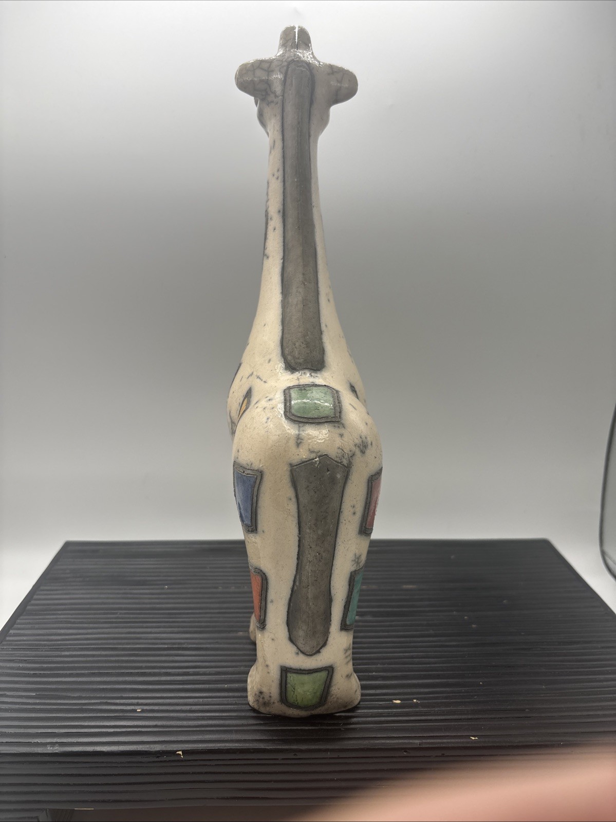 Vintage South Africa Colorful GIRAFFE Fenix Raku Pottery Statue Figurine