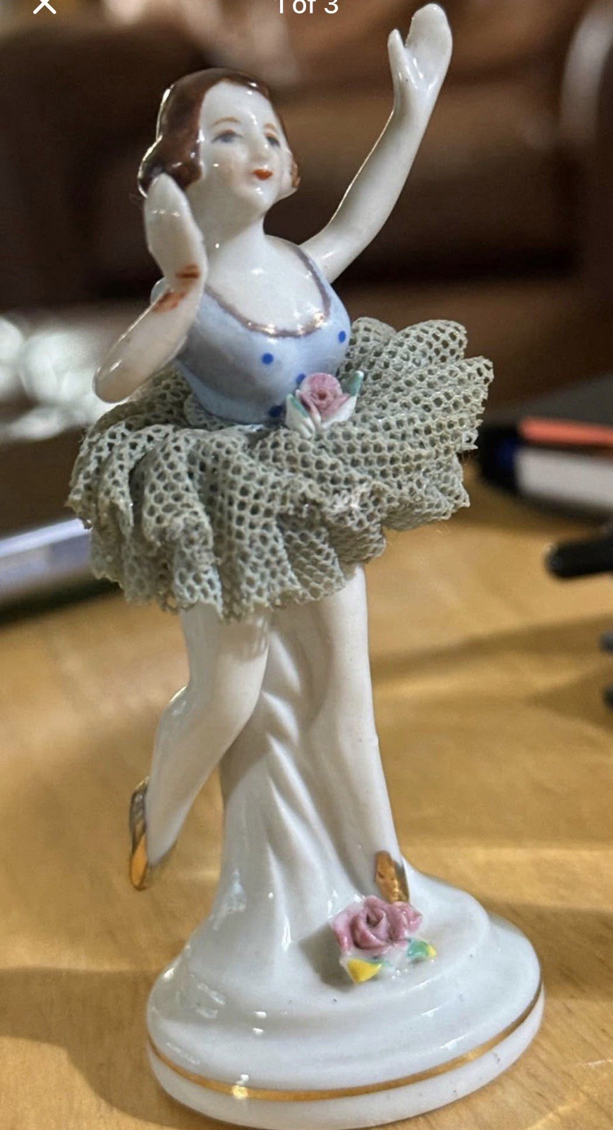 Vintage Japanese Porcelain Ballerina Figurine, Lace Tutu ,1940s/50s,Hand Painted