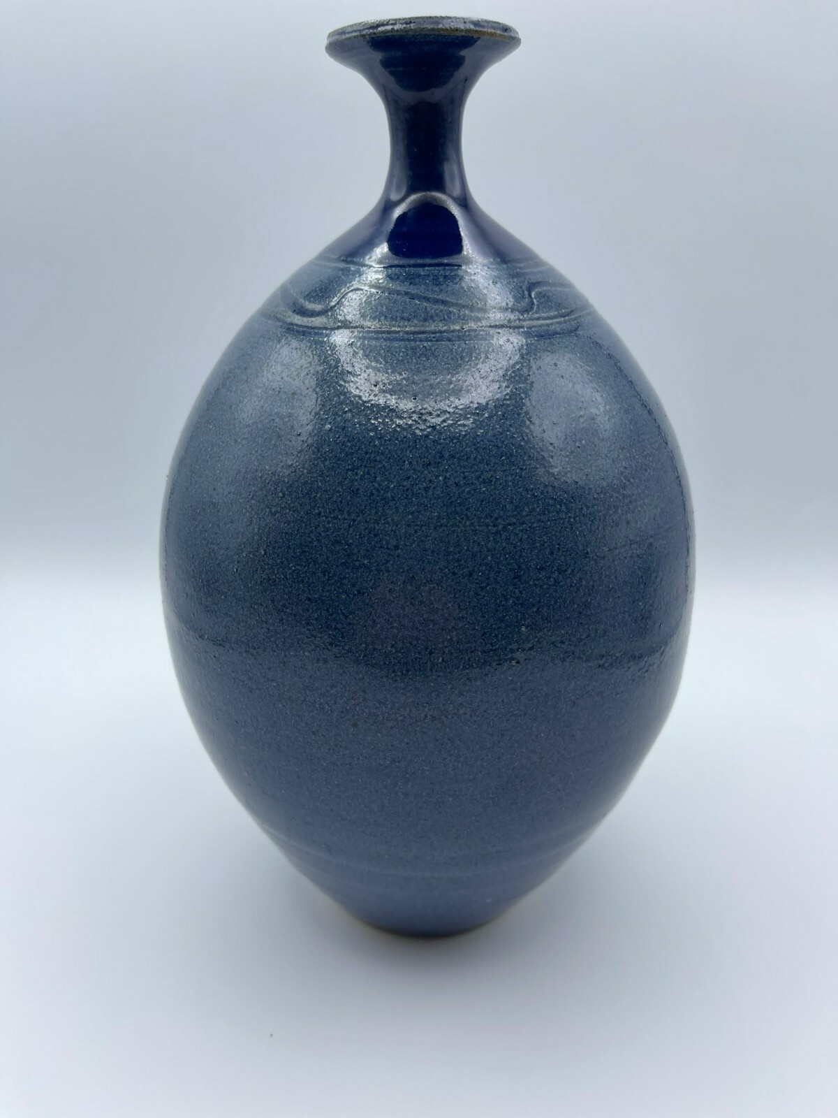 Beautiful Blue Handcrafted Vase, Unique Style, 2003, Artist Signature