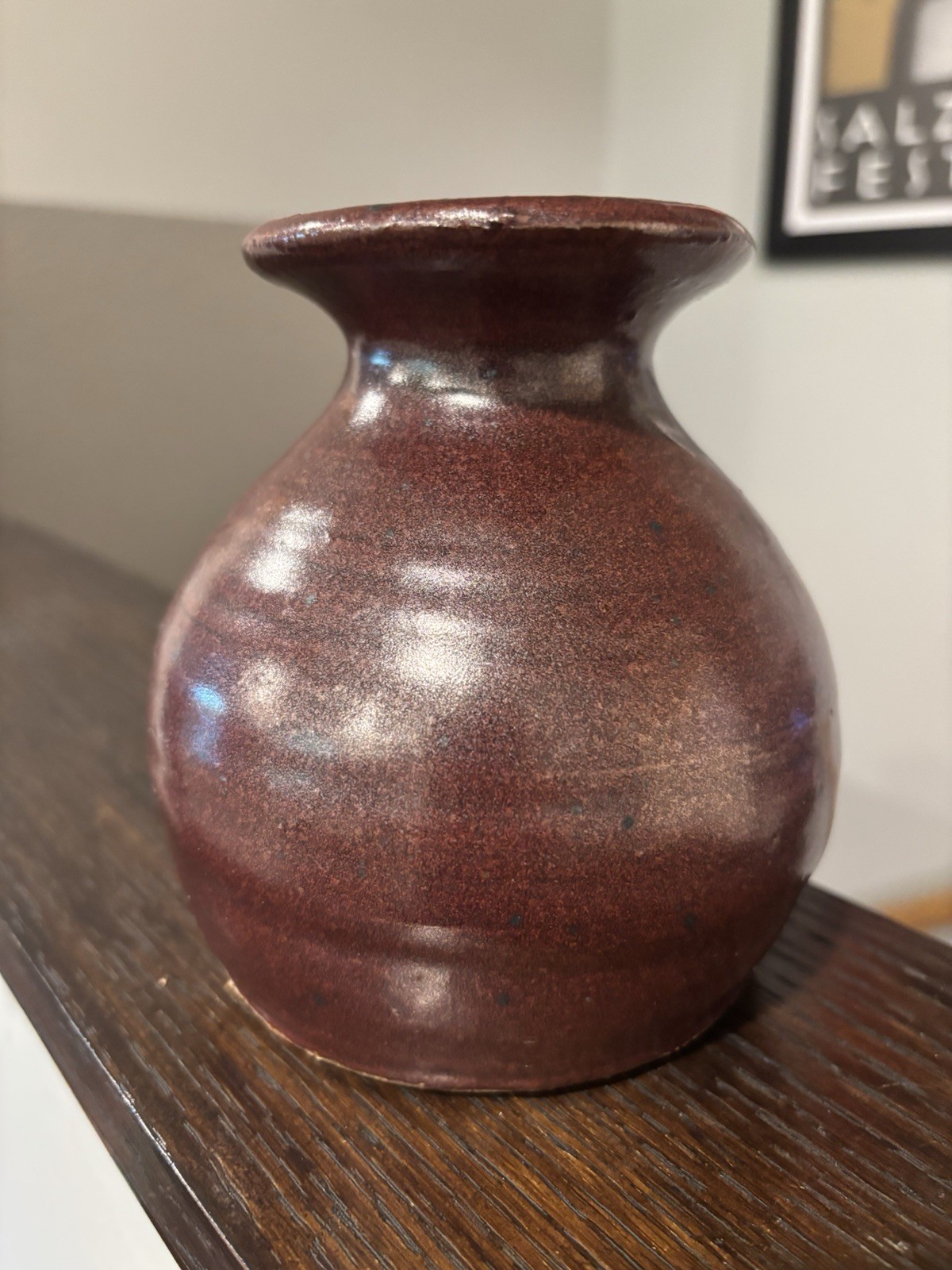 Mid-Century Modern Studio Pottery Vase Brown With Potters Stamp