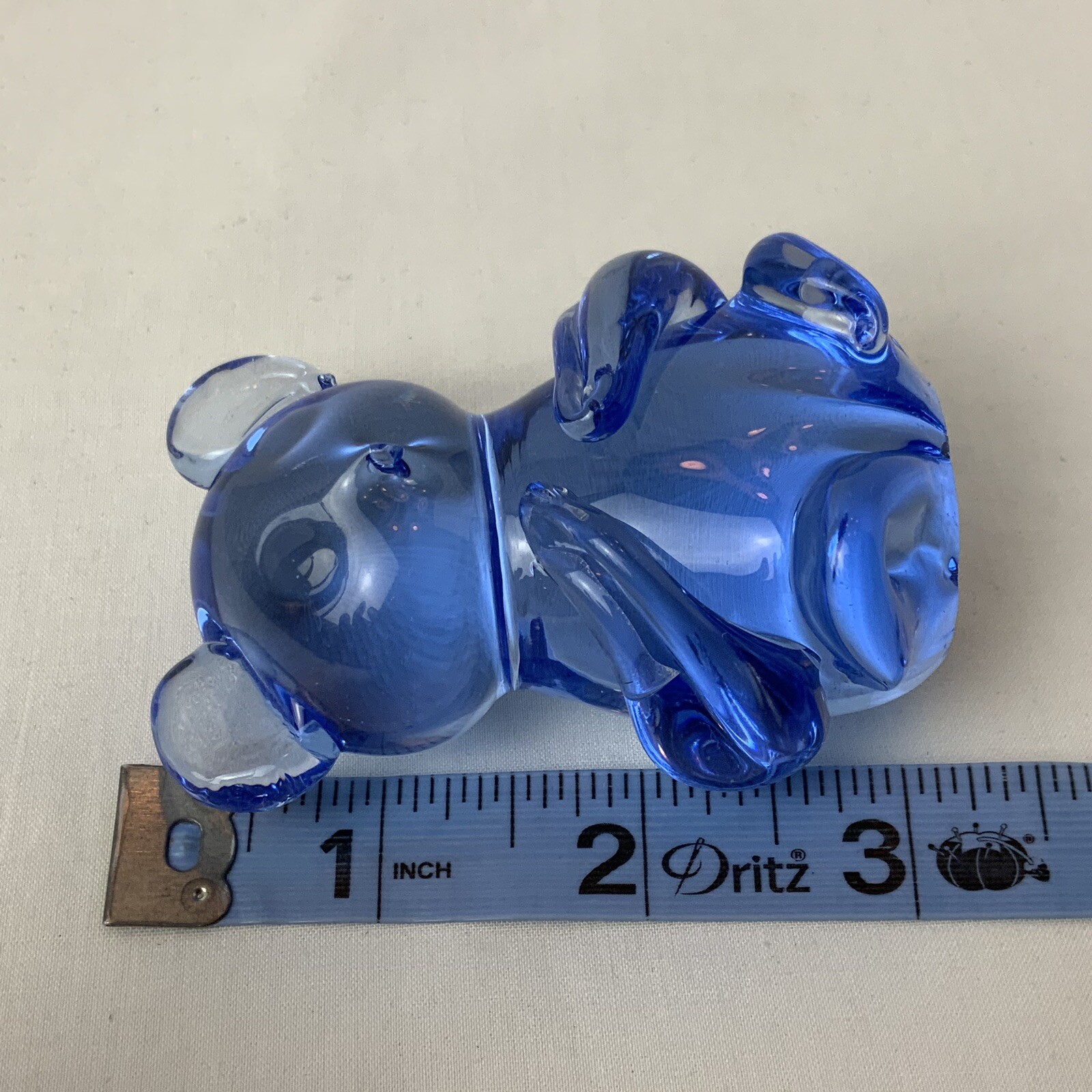 VTG Blown Glass Blue Bear Figurine United States Commemorative Fine Arts Gallery