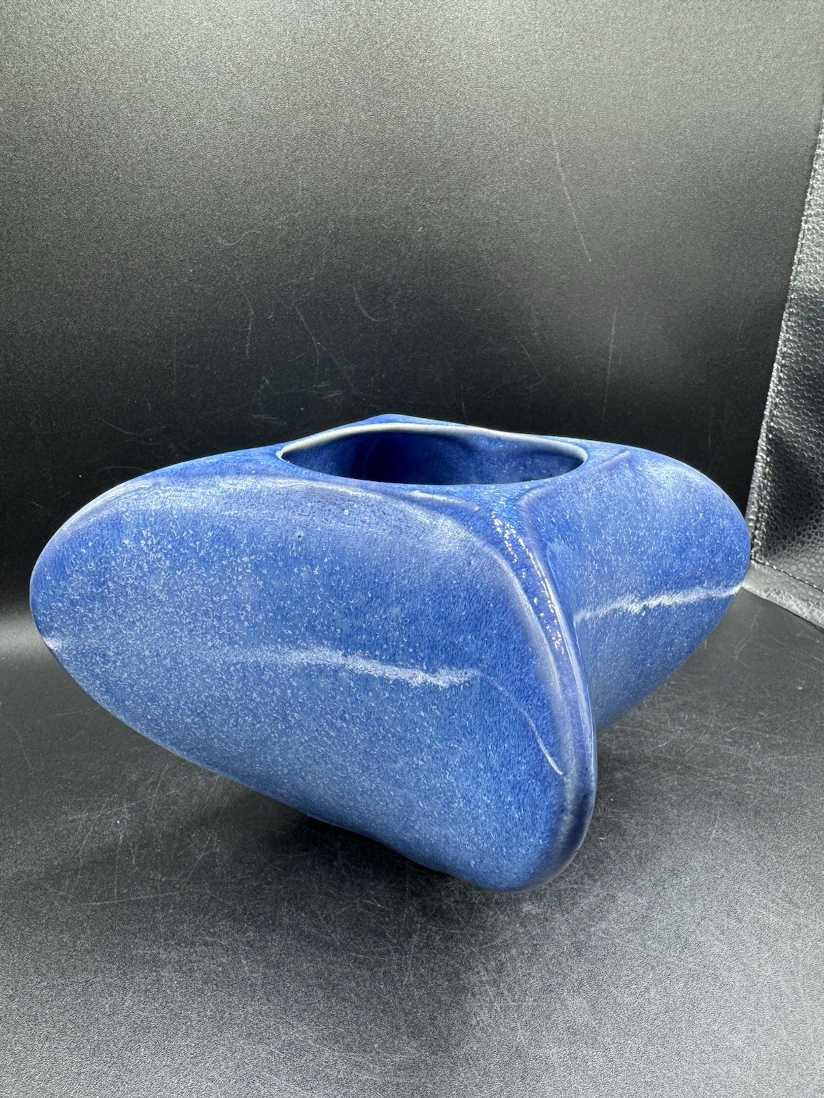 Vtg Pigeon Forge Pottery TN Four Sided Blue Planter Vase Signed Douglas Ferguson