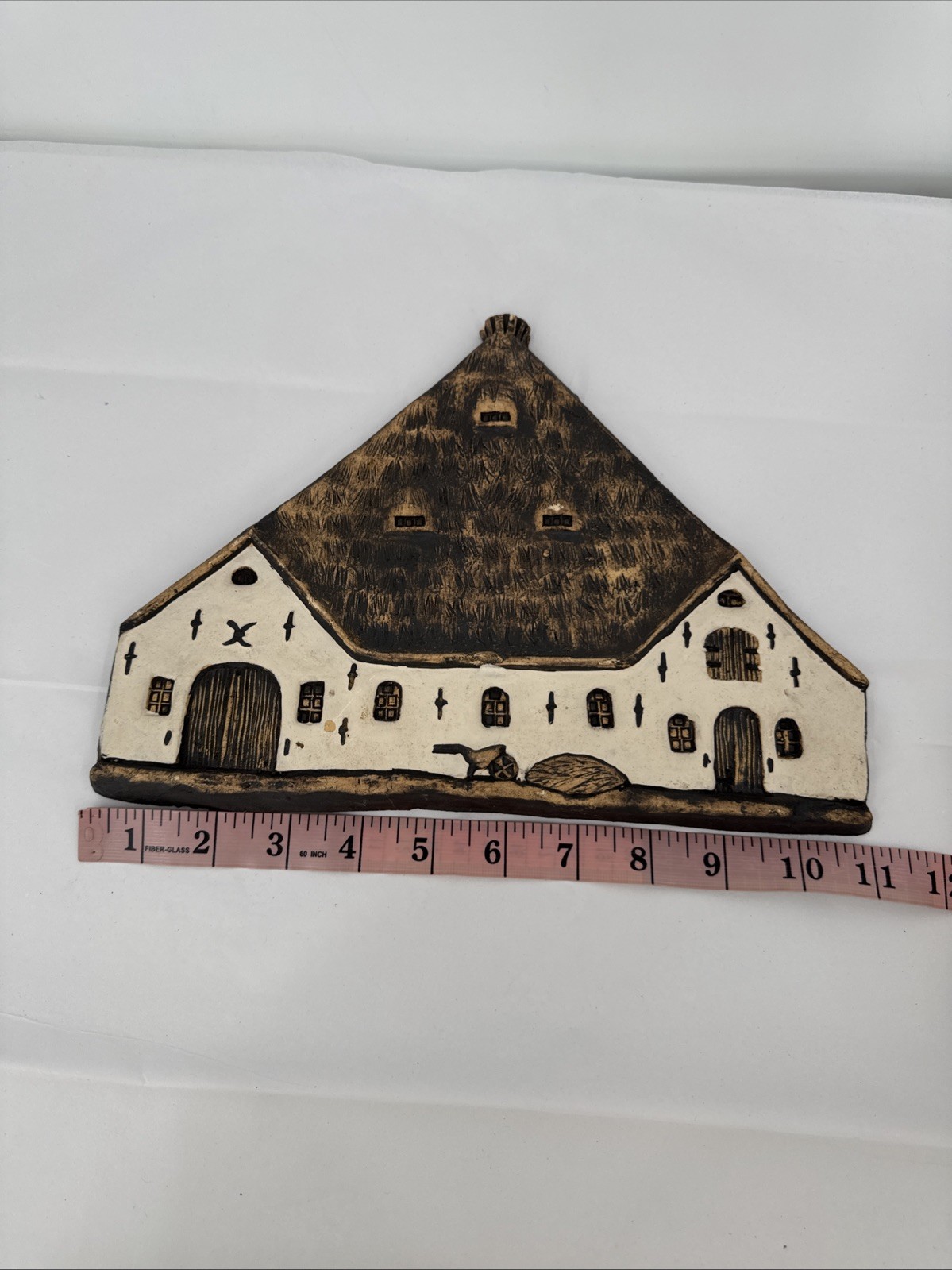 Handmade German Half-Timbered House Wall Decor – Vintage Clay Art 4 Pieces