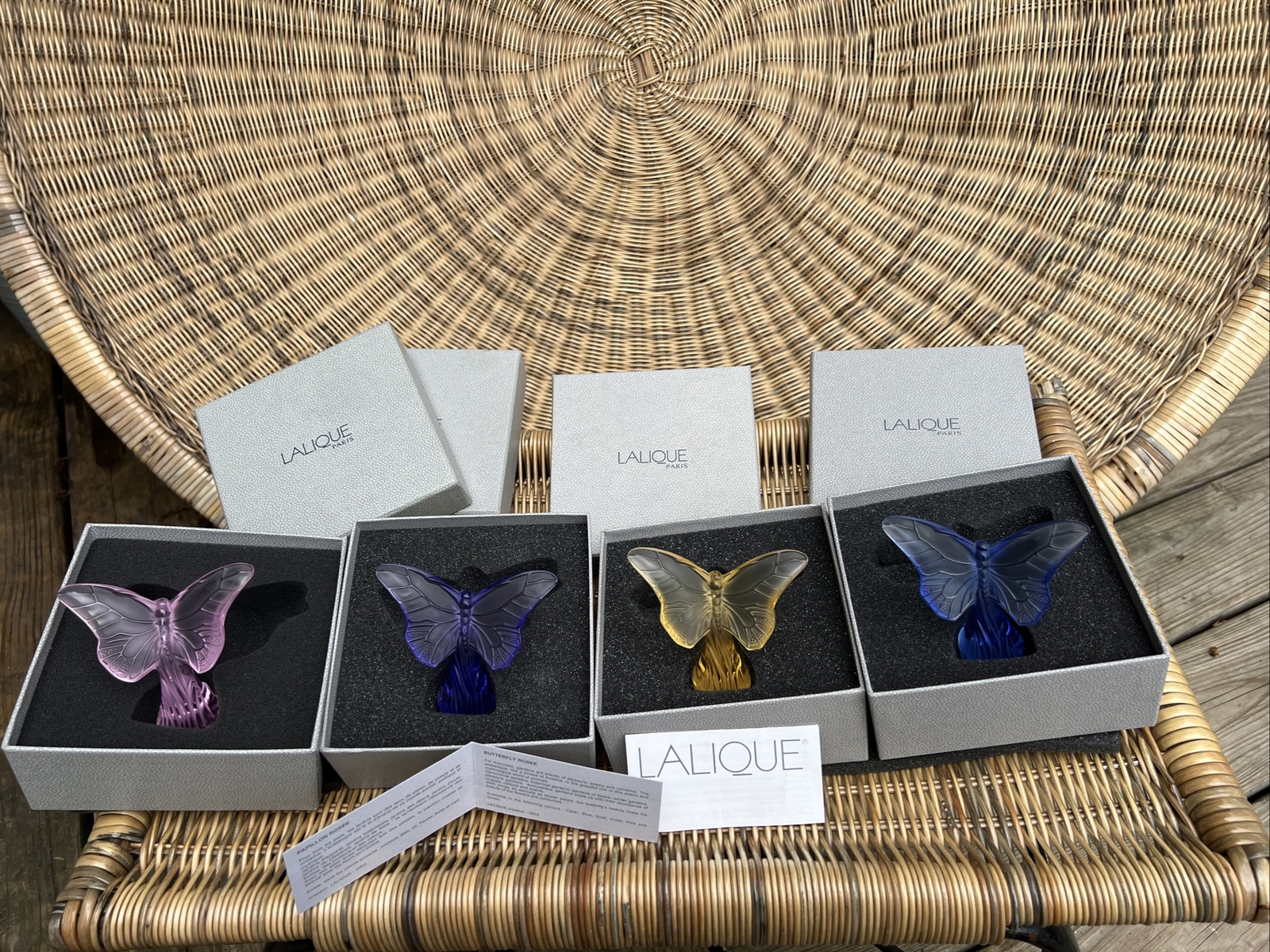 Lalique France Crystal Butterfly Rosee Papillion Figure Available In Colors