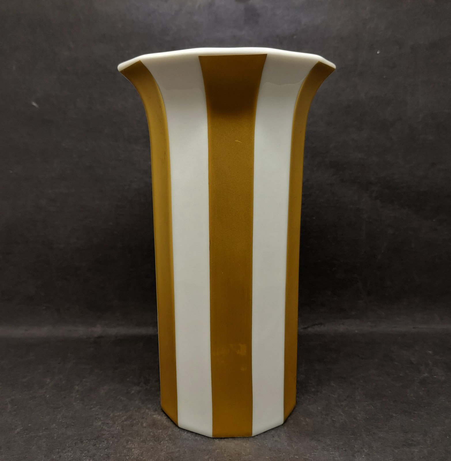 Tapio Wirkkala Rosenthal Studio-linie Polygon Porcelain Vase White & Gold 6”