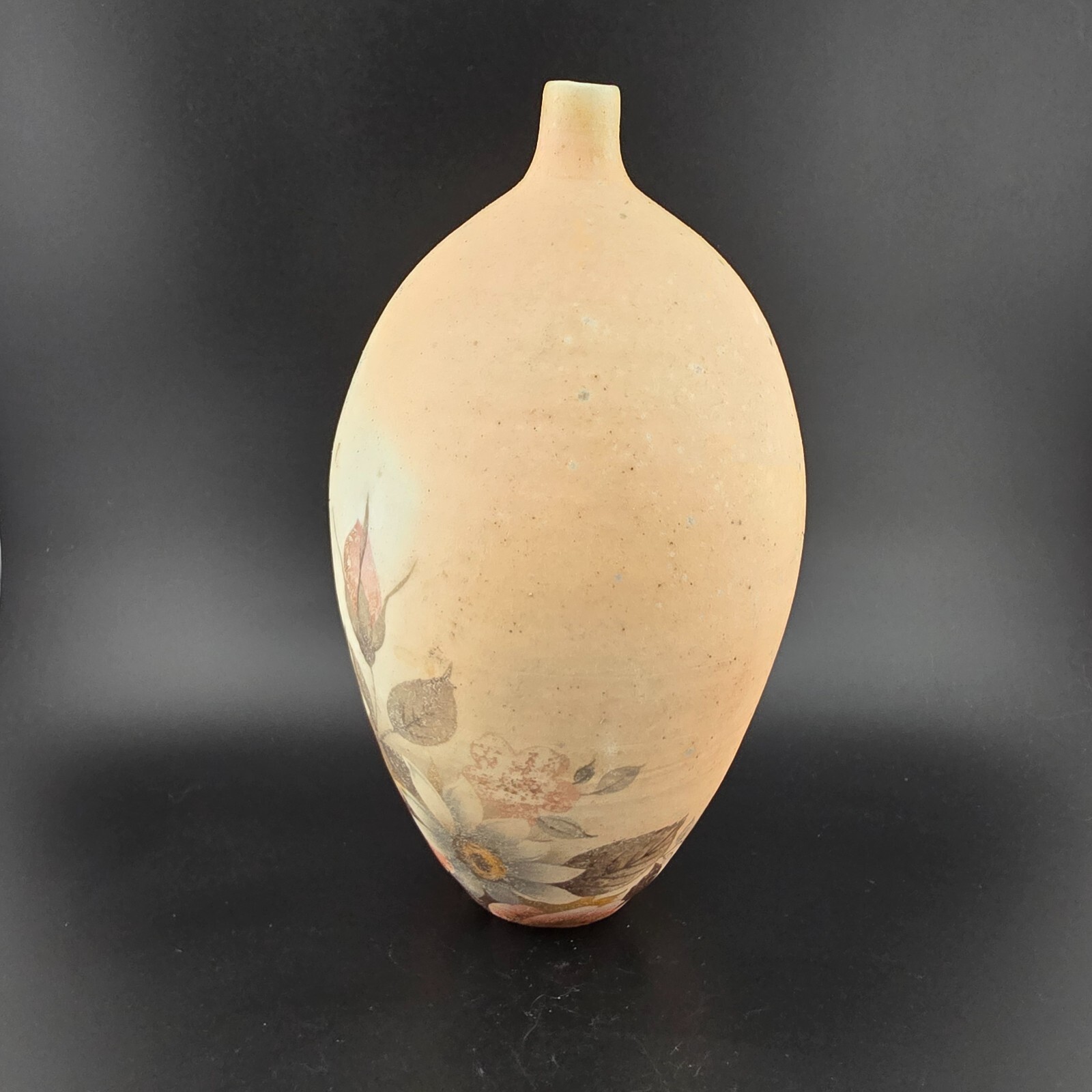Hand Painted Floral Art Pottery Bud Vase Artist Signed Wild Flowers 7.5″