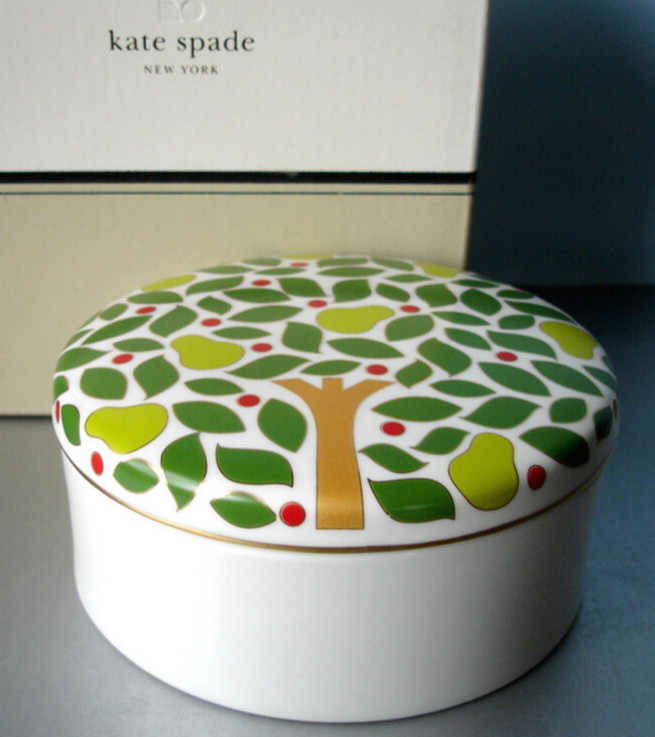 Kate Spade Lenox Pear Tree Point Candy Dish/Trinket Box w/Lid 4.75″W New
