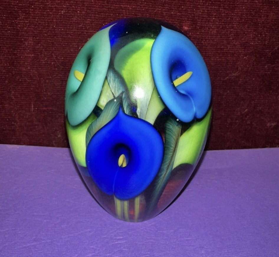 Lotton Studios Scott Bayless Calla Lily Art Glass Paperweight 2013 Signed Number