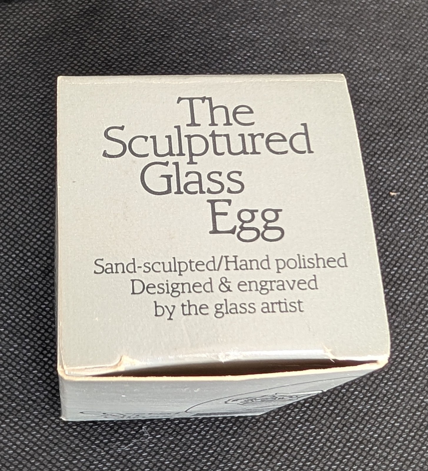 Vtg Pilgram Glass Sand Carved Egg Yellow with Tulips Original Box Acrylic Stand