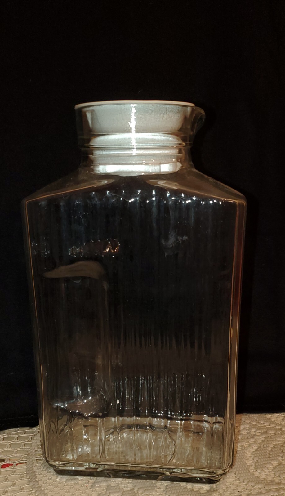 Anchor Hocking Refrigerator Bottle Glass Juice Ribbed Jug Pitcher 2 Qt Vintage