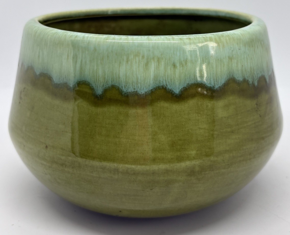 California Pottery Planter Pot Vintage Mid-Century Green Drip Glaze