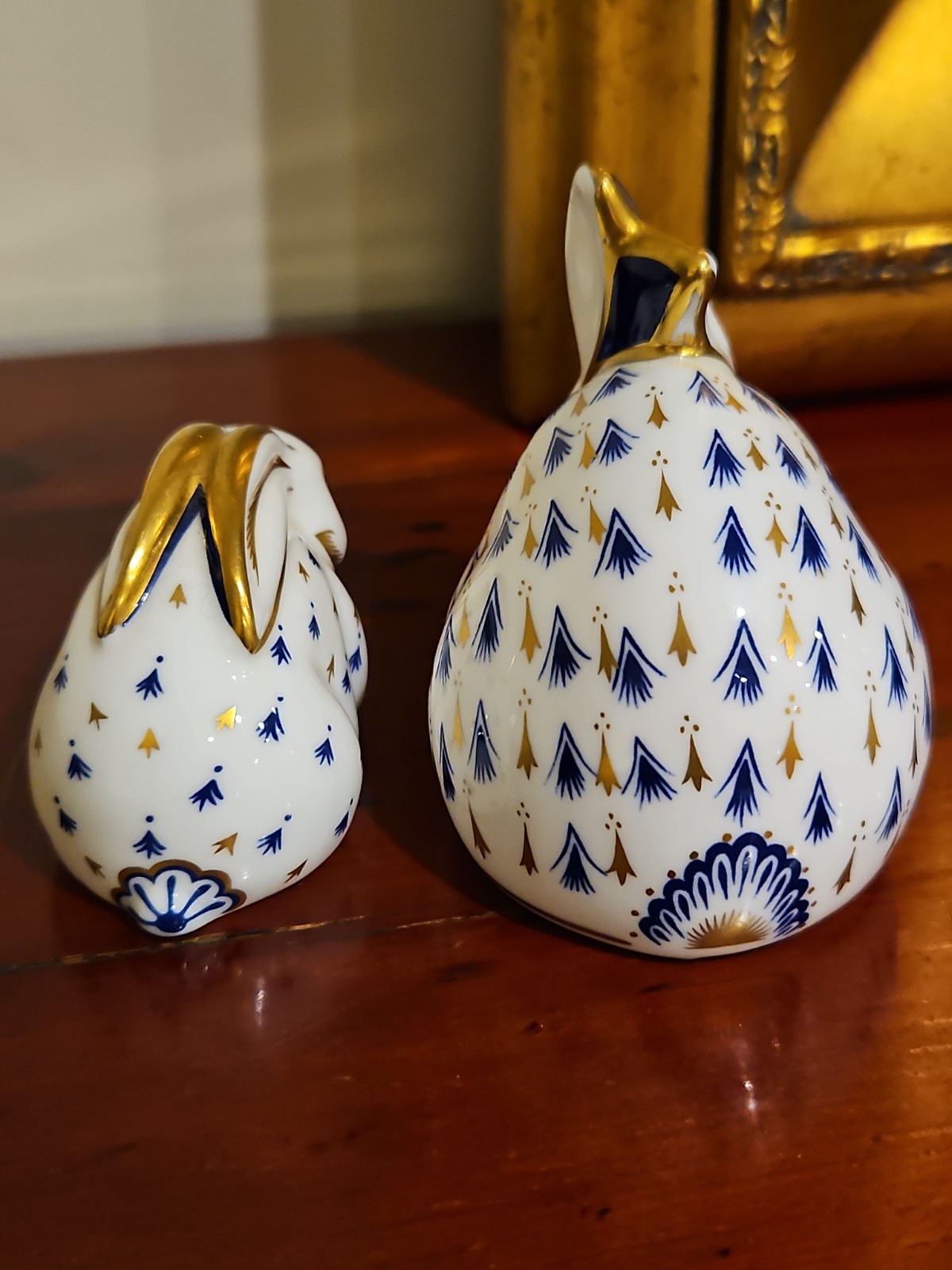 Two Royal Crown Derby Rabbit Paperweights Small & Large No Stoppers