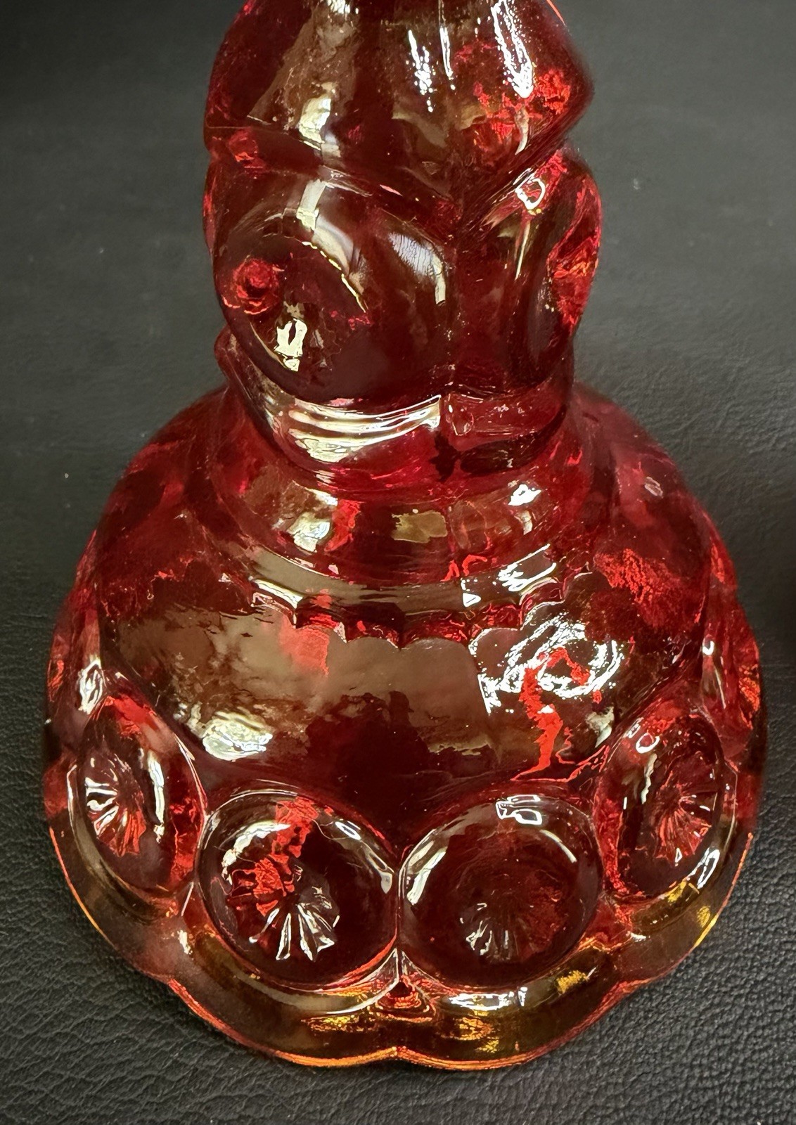 Vintage LE Smith Moon & Stars Candlesticks Amberina Flame Ruby Red Glass