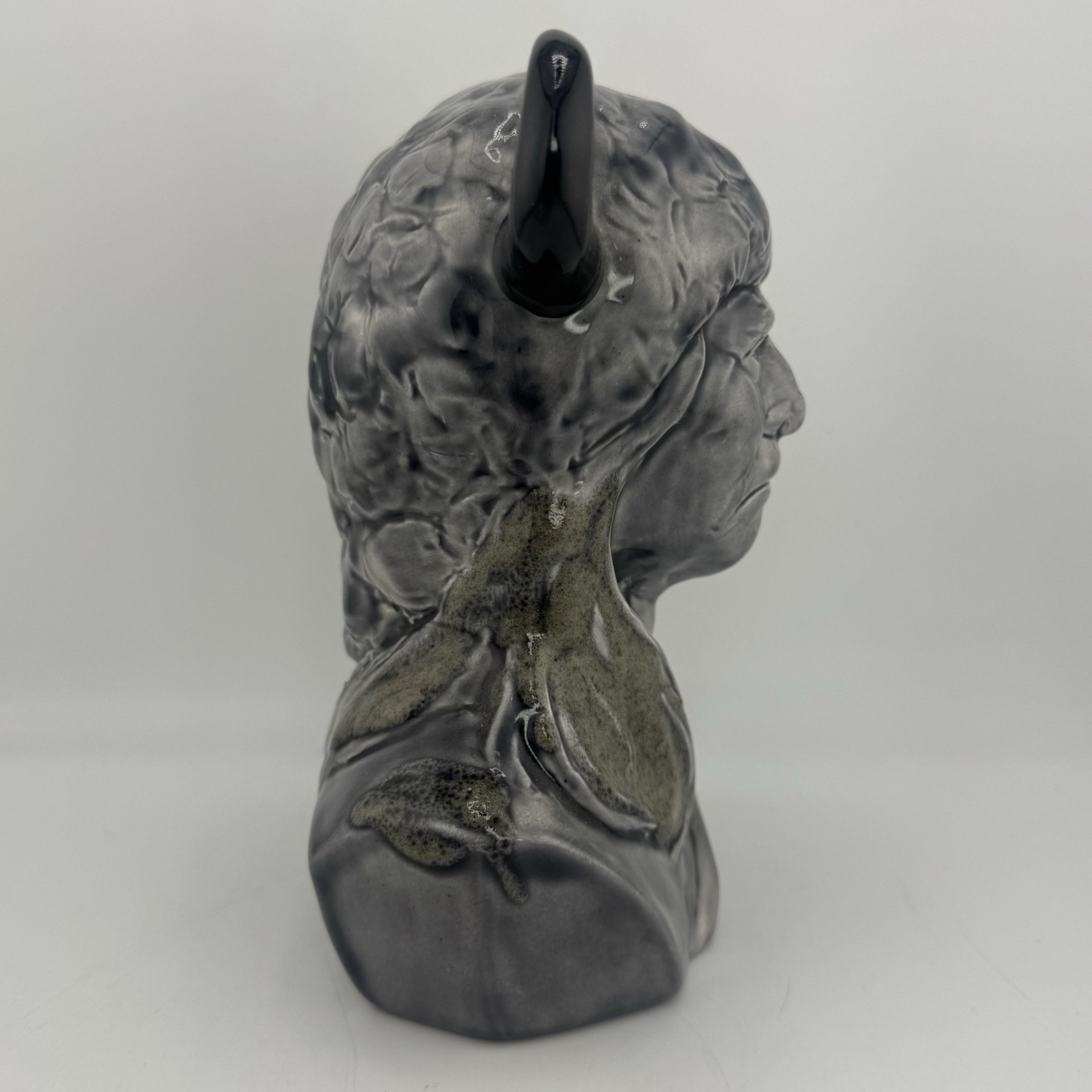 Mt. St. Helens Ash Glossy Glazed Ceramic 6” Native American Chief w/ Paper