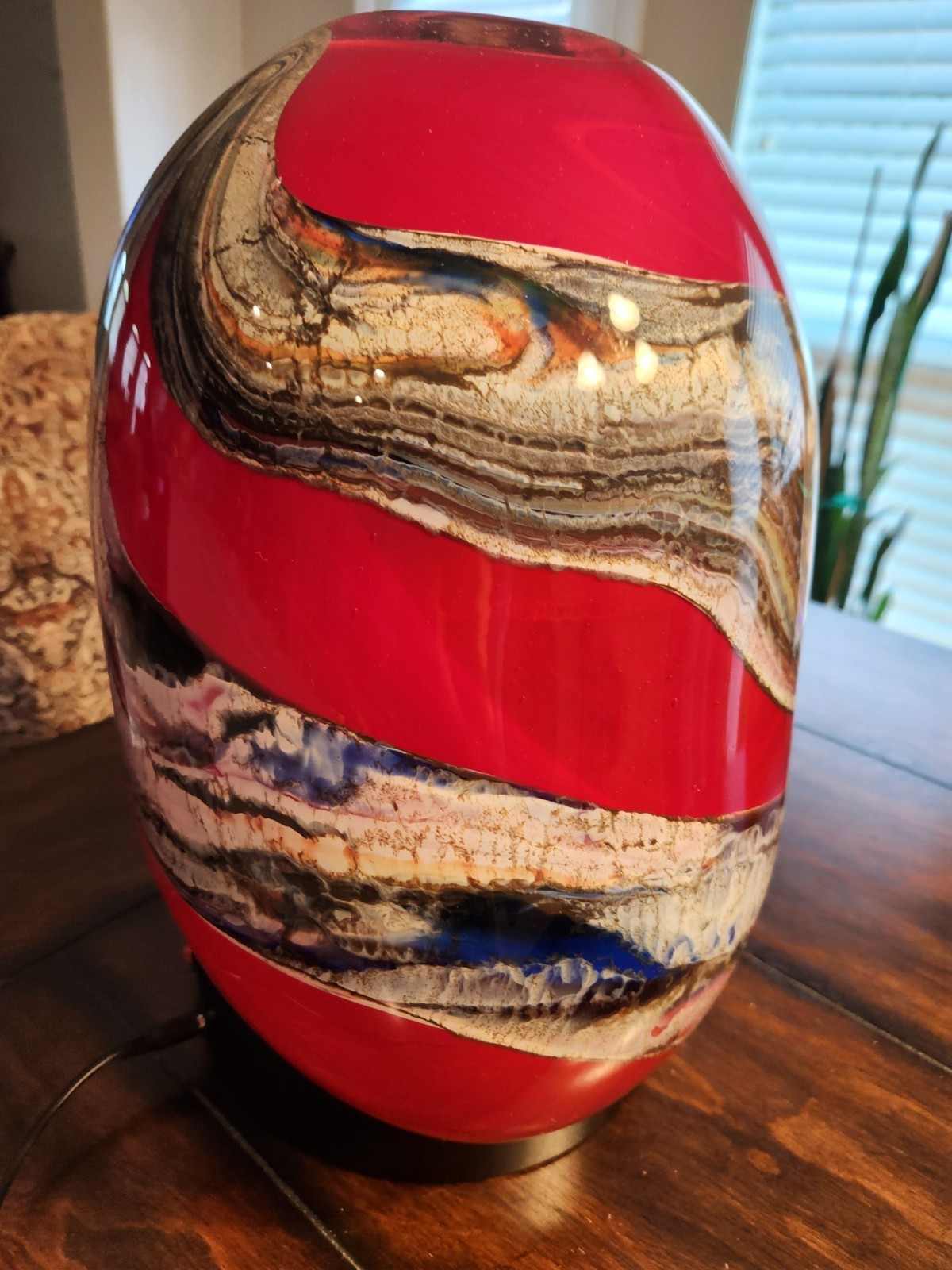 Rollin Karg ‘1994’ Signed Studio Art Glass Vase – 12″ Heavy Gauge, 9.5 lbs
