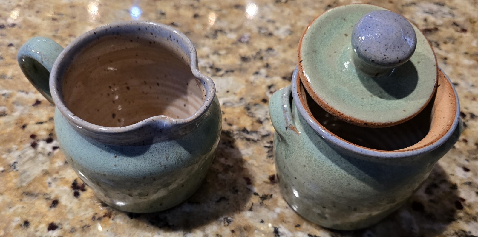 4″ Russellwood Studio Art Pottery Cream & Sugar Bowl Stunning Color Variations
