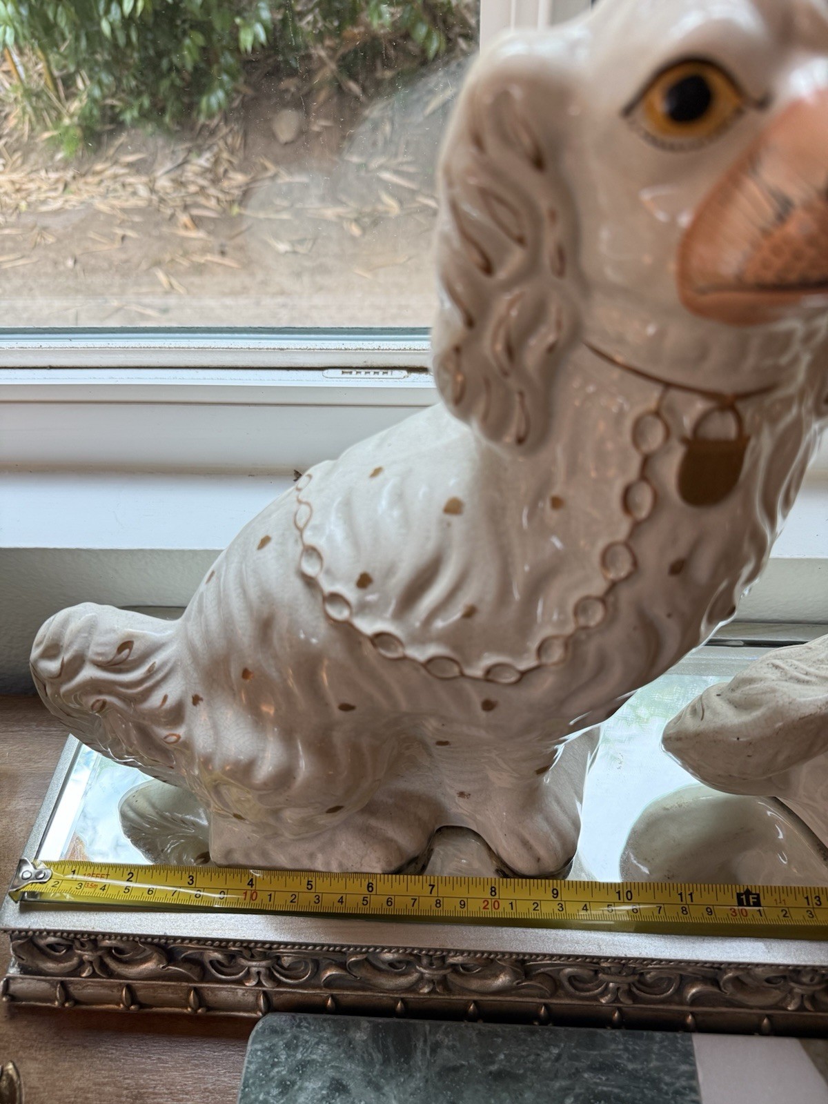 RARE PAIR ANTIQUE CIRCA 1890-1900 VICTORIAN STAFFORDSHIRE SPANIEL DOG FIGURINES