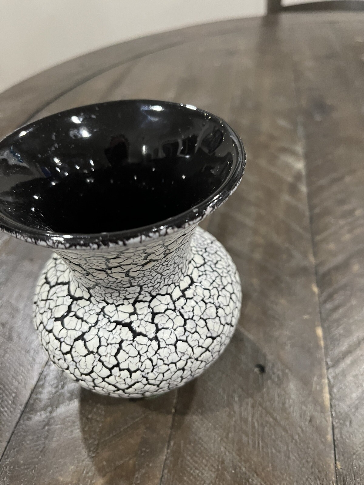 Jasba Art Pottery Vase 5″ West Germany Cortina Lava Glaze Design Black/White