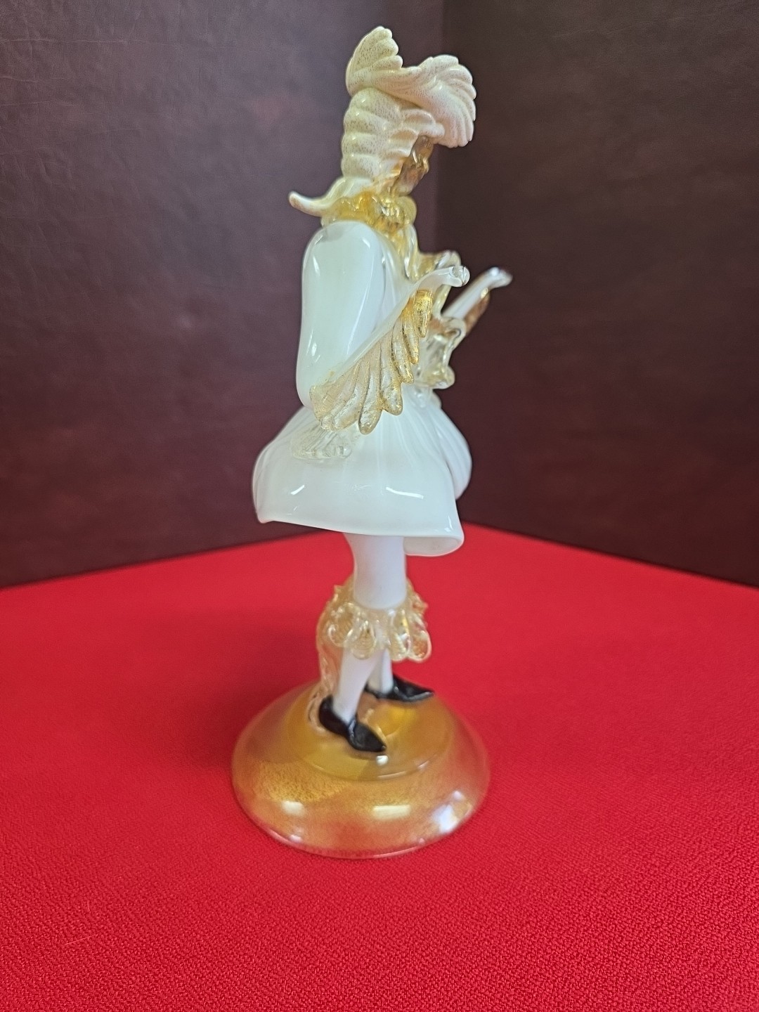 Vintage Murano Glass Figurine of a Venetian Dancer 10.5 In Tall